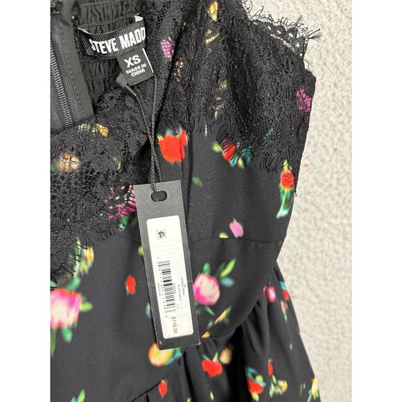 Steve Madden Women's Yasmina V-Neck Trim Mini Dress XS Black Multicolor NWT's. - Picture 6 of 8